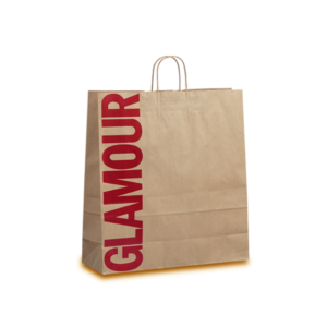 Χάρτινες τσάντες με στριφτό χεράκι από κραφτ ριγέ χαρτί